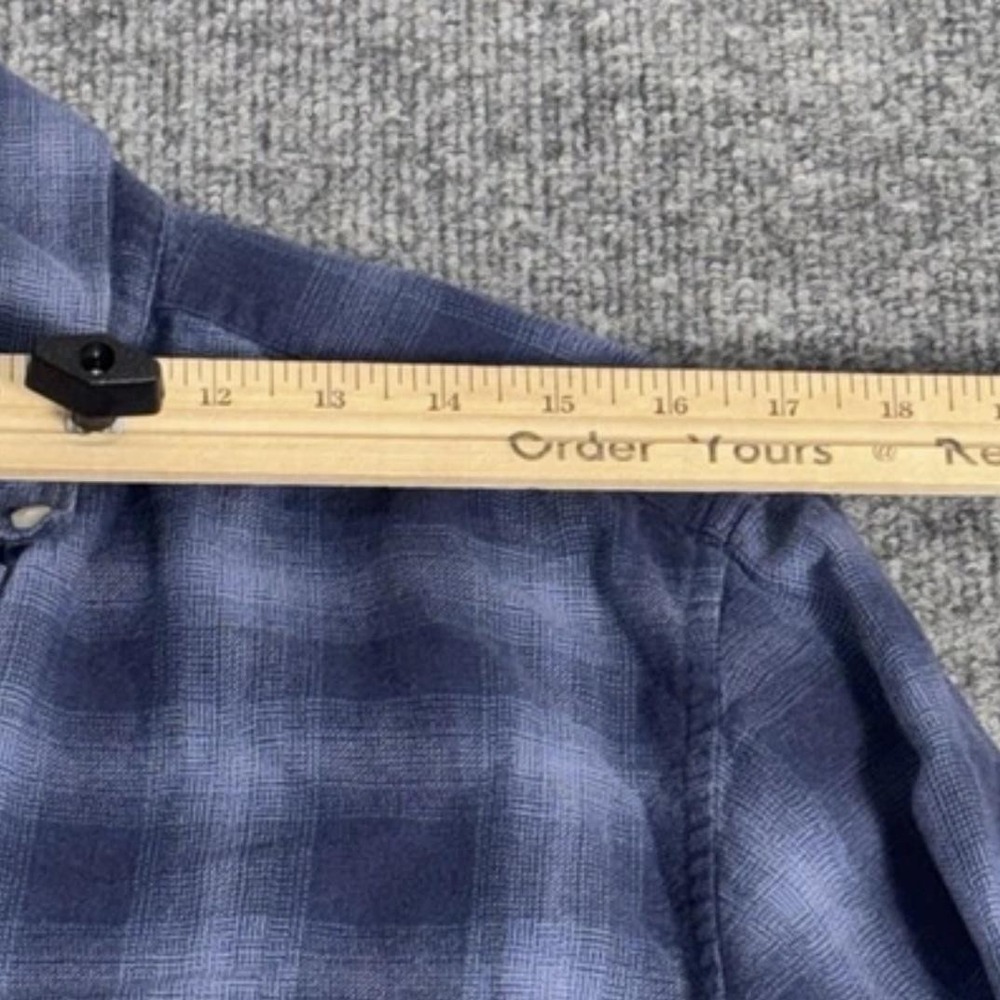 T.M. Lewin Shirt Mens Medium Blue Plaid Brushed Cotton Button Down Long Sleeve - Picture 13 of 16